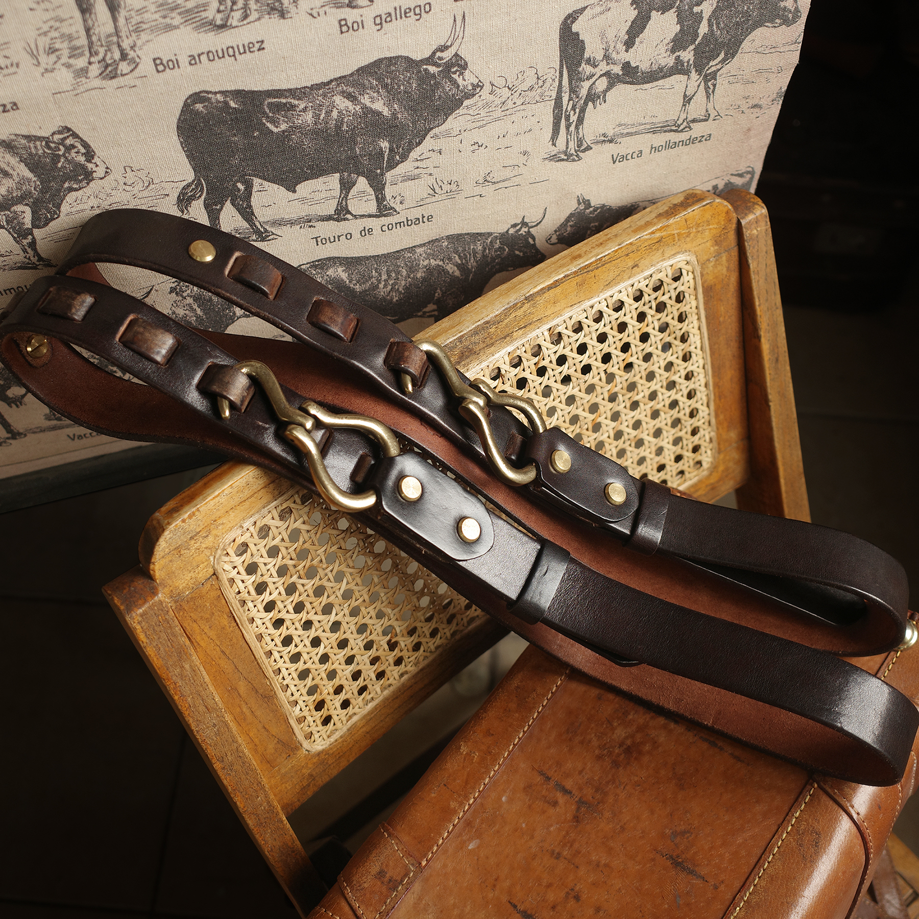 旧嘢贩革 Vintage阿美咔叽美式复古复古手工黄铜钩子骑兵皮带腰带