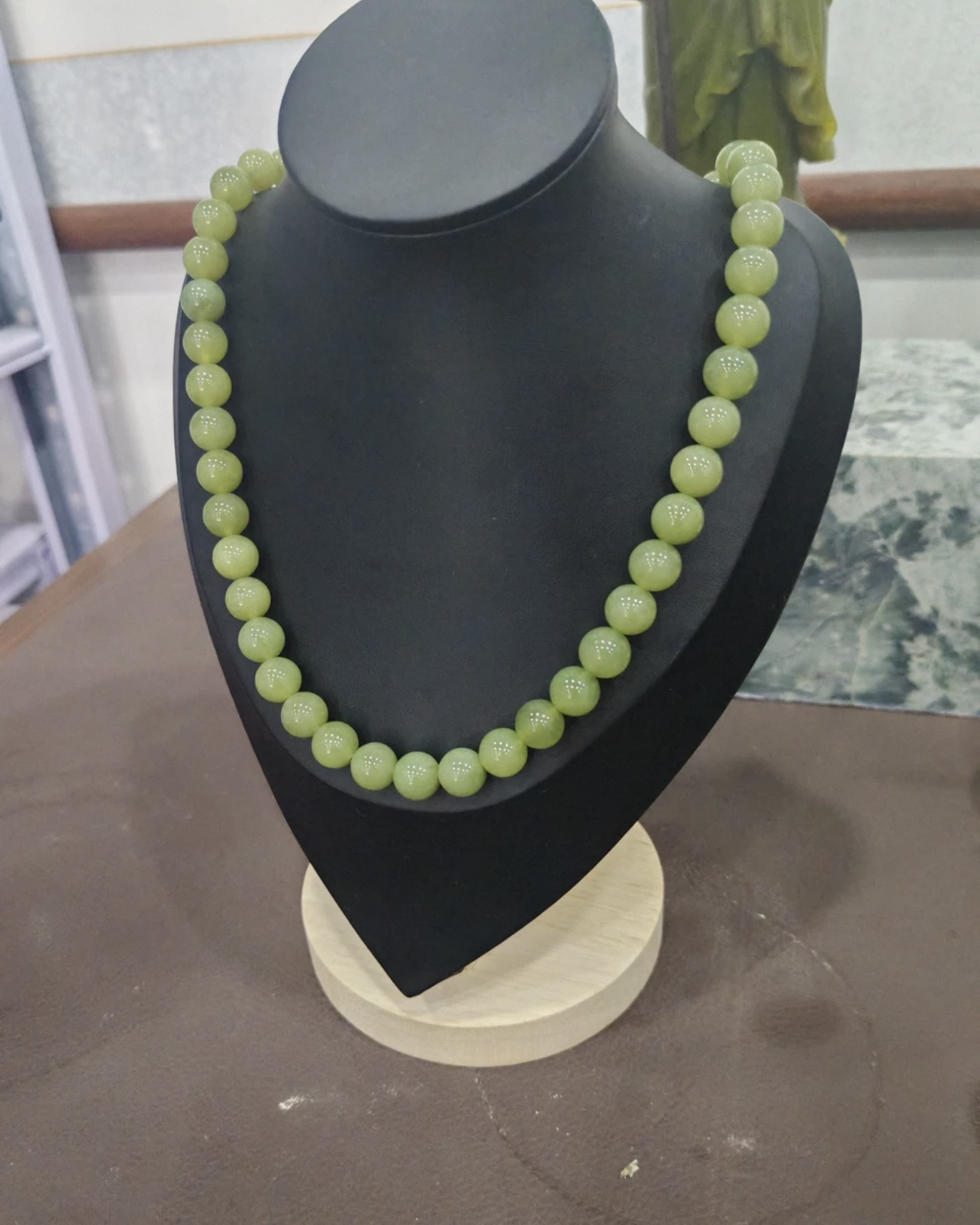 天然岫玉湖水绿妈妈链（卡13）