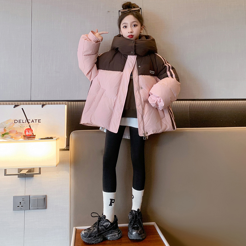 巴拉巴拉女童羽绒服冬季2023新款洋气儿童加厚90白鸭绒女大童拼接