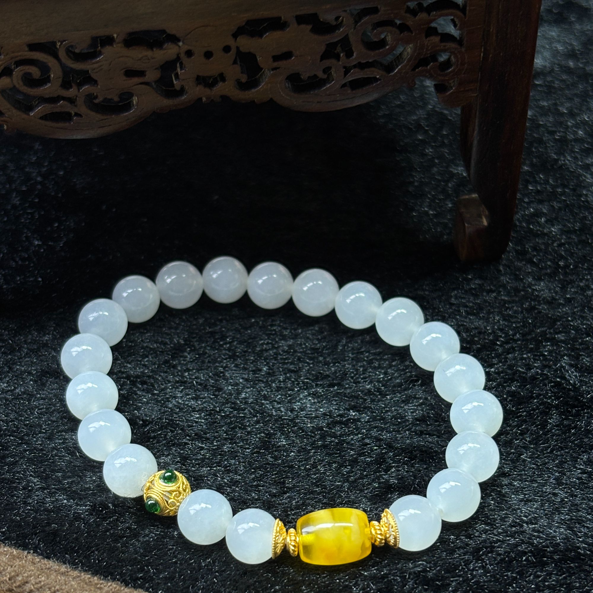 和田玉白玉手串百搭气质老型单圈