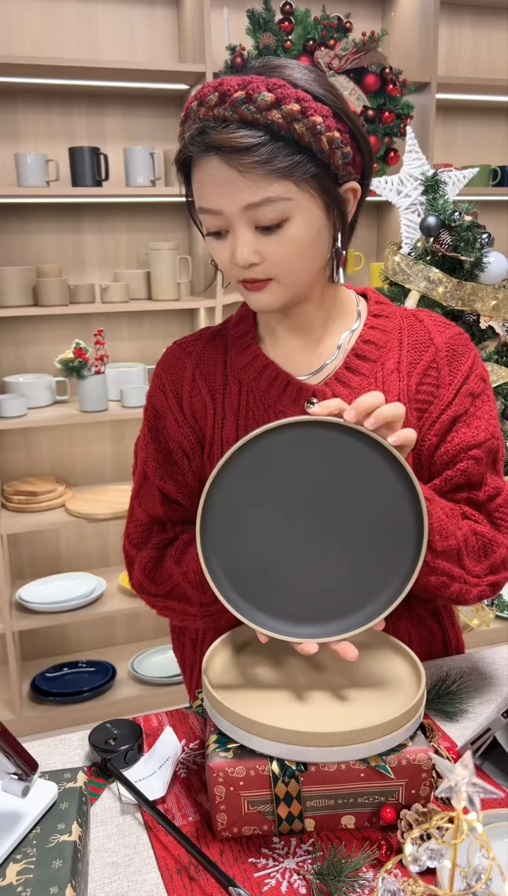 【闪购商品】陶瓷碗魄色林 大盘 黑φ２２０ｘ２１