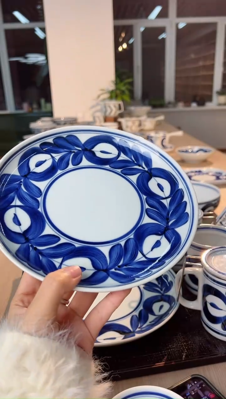 【闪购商品】瓷碗蓝海草大圆盘（中）