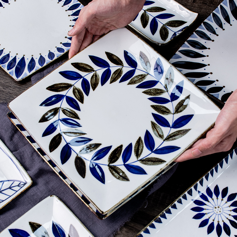 HASAMI-YAKI/波佐见烧日本翔芳窑匠人网红家用大方盘精致摆盘神器