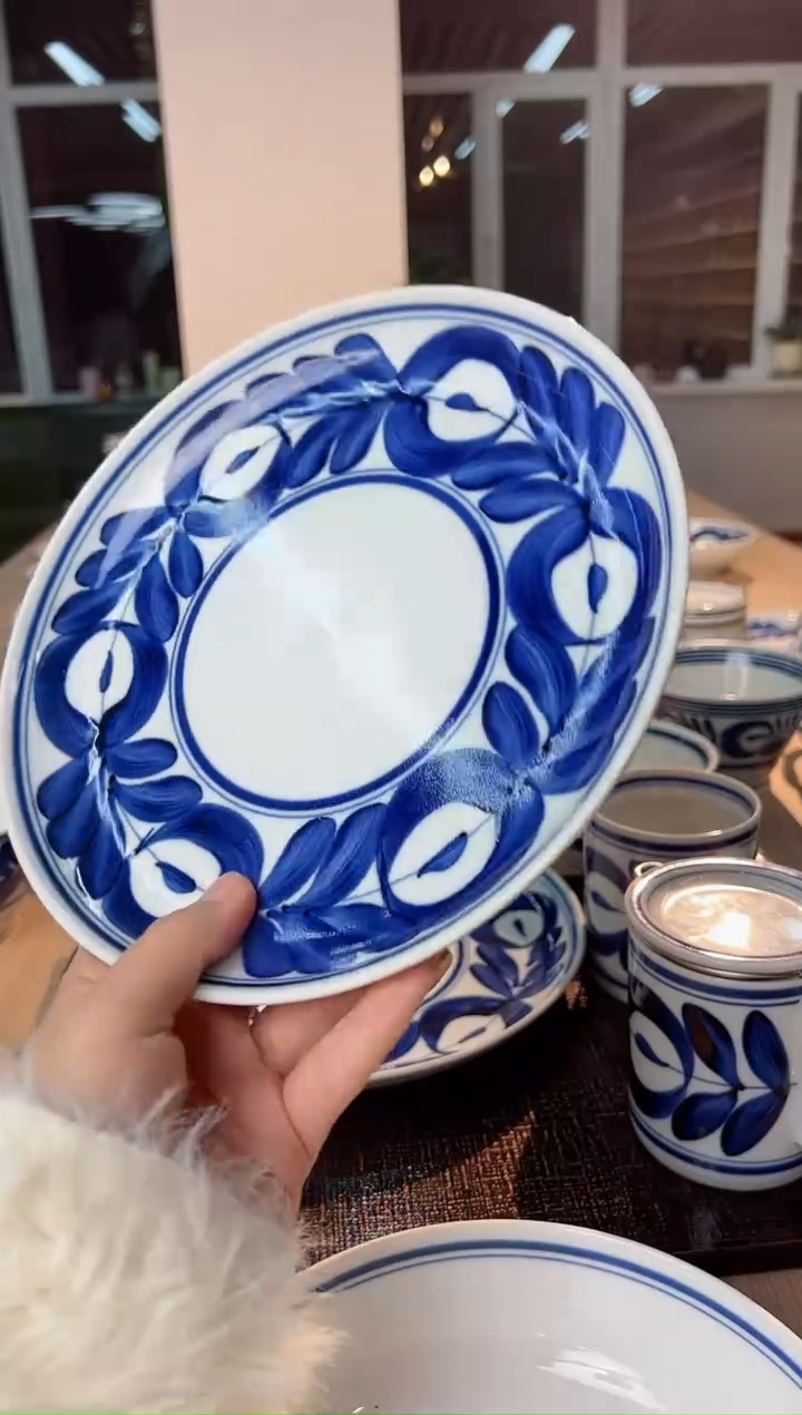 【闪购商品】瓷碗蓝海草大圆盘（中）