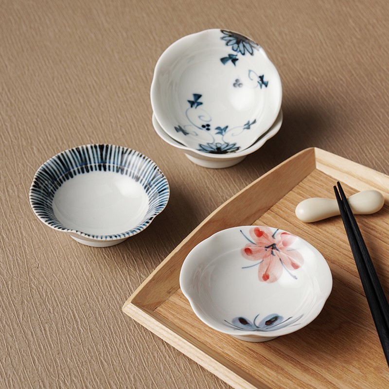 一诚陶苑手绘陶瓷调料味碟釉下彩茶点碟日式酱油碟家用手工点心碟