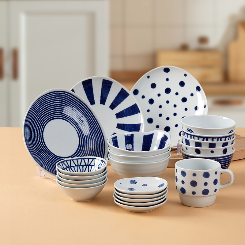 HASAMI-YAKI/波佐见烧蓝玉进口陶瓷餐具米饭碗汤碗汤盘家用釉下彩