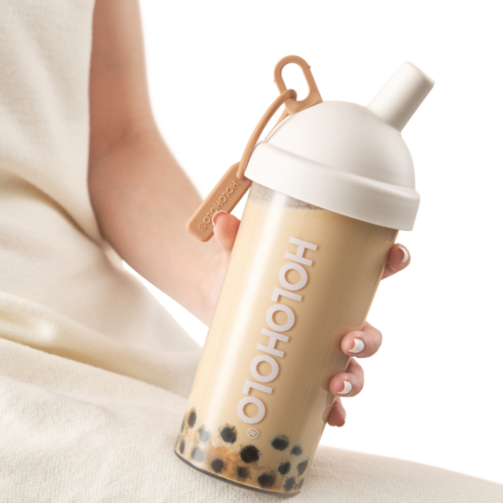 HOLOHOLO粗吸管珍珠奶茶杯进口母婴tritan夏季水杯便携可爱咖啡杯