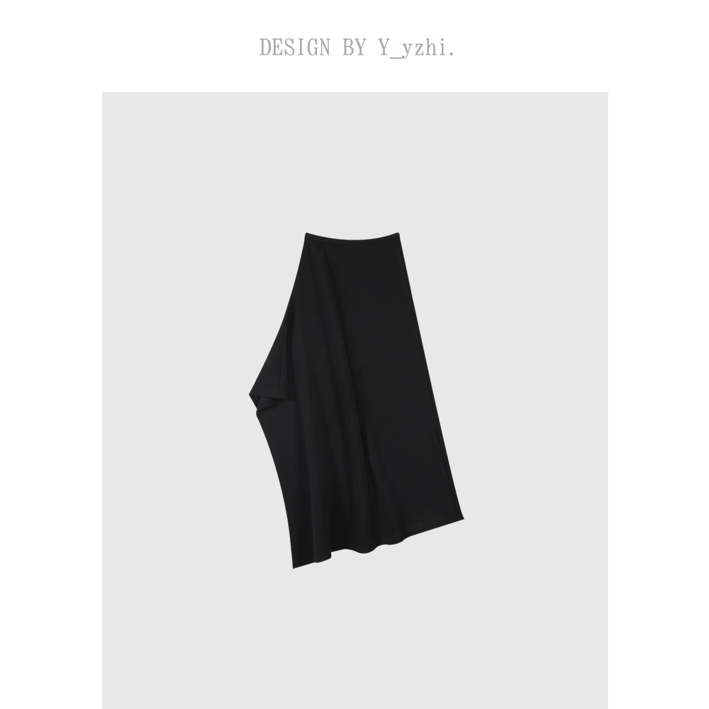 y_yzhi 春季新品优雅时尚简约气质高品质显瘦不规则中长款半身裙
