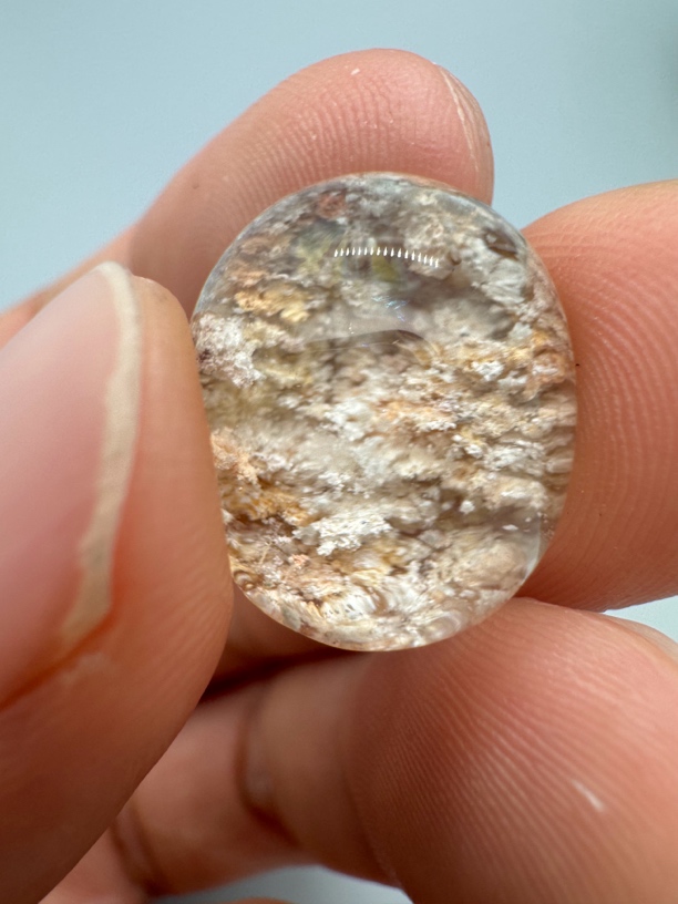 定制款白色黄色彩幽灵水晶蛋面14.8*18.4*12