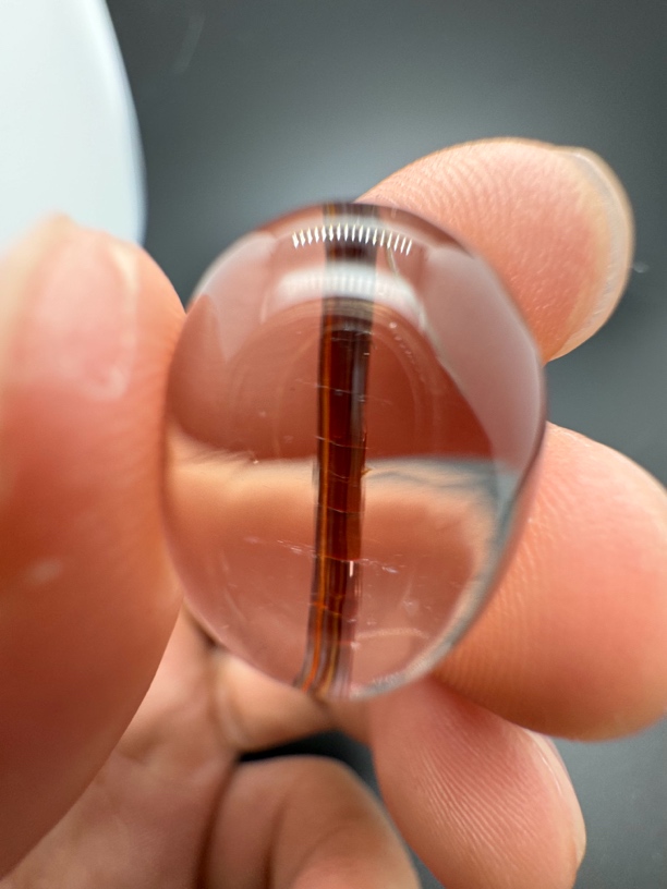 定制款红铜发一线天猫眼净体水晶蛋面戒指吊坠裸石15*19.6