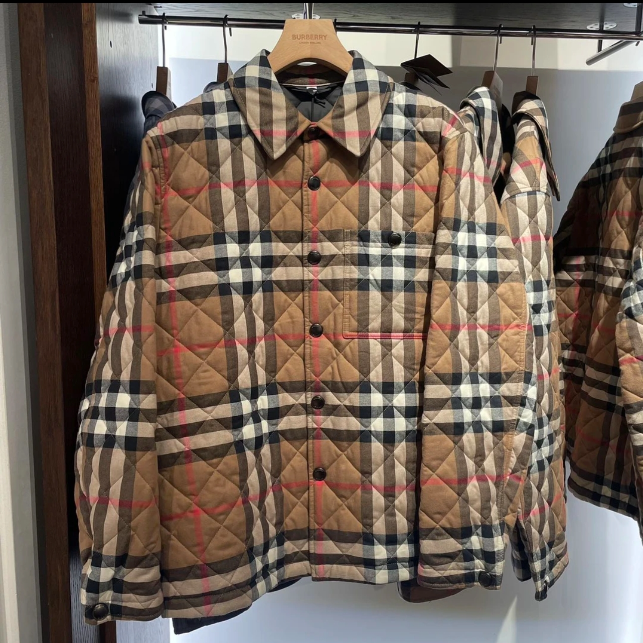 BURBERRY/博柏利新款经典款时尚休闲冬季保暖长袖卡其大格纹棉服