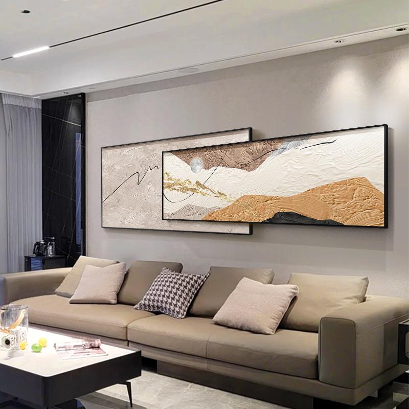 现代轻奢客厅装饰画高级感叠加抽象晶瓷装饰画大气沙发背景墙挂画