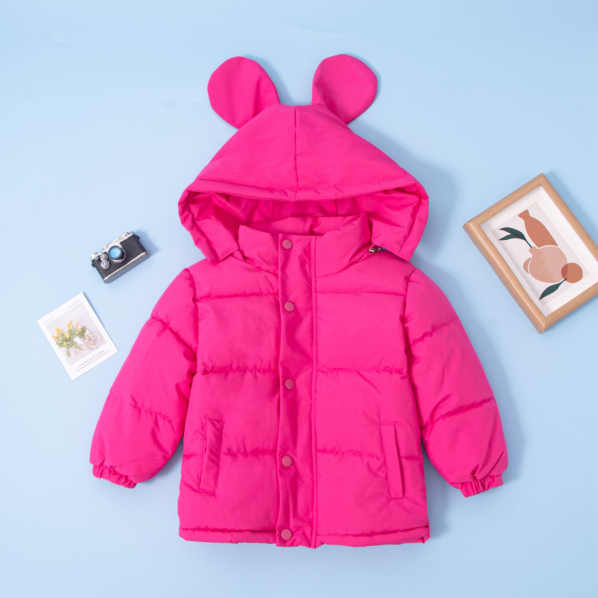 【倩倩严选】191（品牌随机）大耳朵纯色棉服             