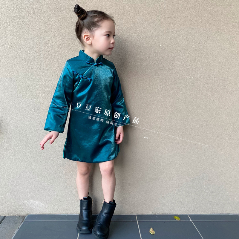 豆豆家原创儿童旗袍2025秋季小女孩复古旗袍女童中国风唐装旗袍裙