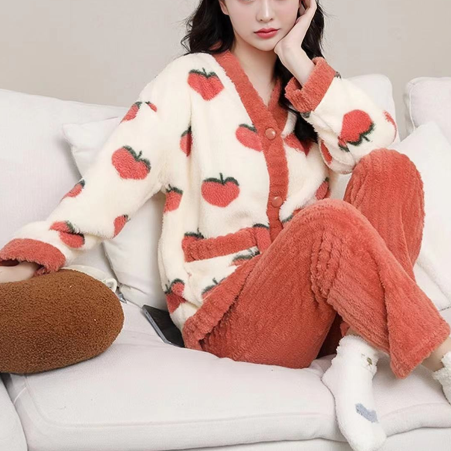 1663珊瑚绒睡袍女秋冬季睡衣可爱加绒加厚超软宝宝绒长款法兰绒