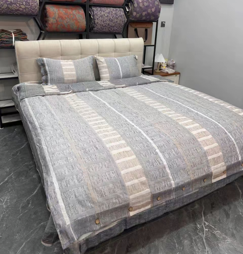 【象麻灰】200*230双层纱色织提花可水洗机洗被套