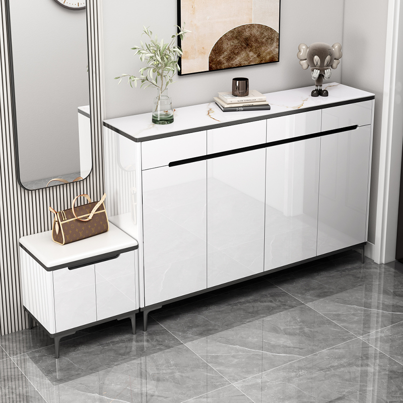 鞋柜家用门口玄关柜换鞋凳一体新款2025爆款烤漆储物柜大容量多层