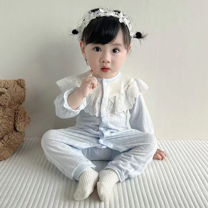 婴儿连体衣夏季薄款哈衣宝宝连体衣个性长袖睡衣外出服爬服夏装