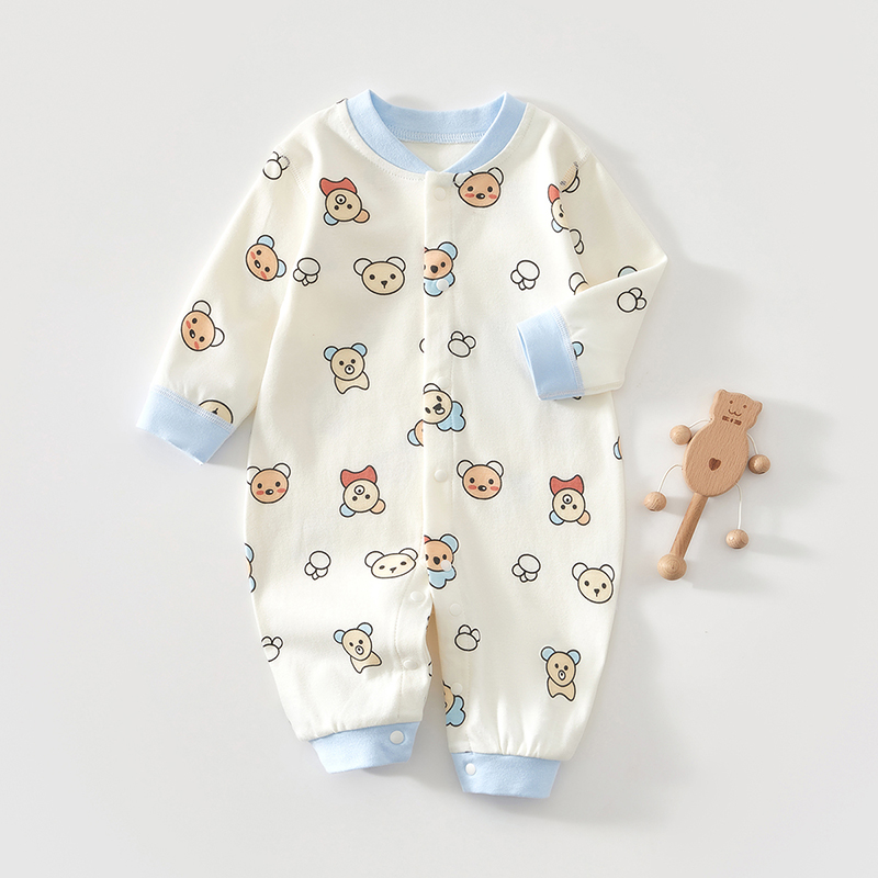 婴儿衣服纯棉长袖哈服宝宝哈衣新生儿连体衣男女保暖无骨爬服春秋