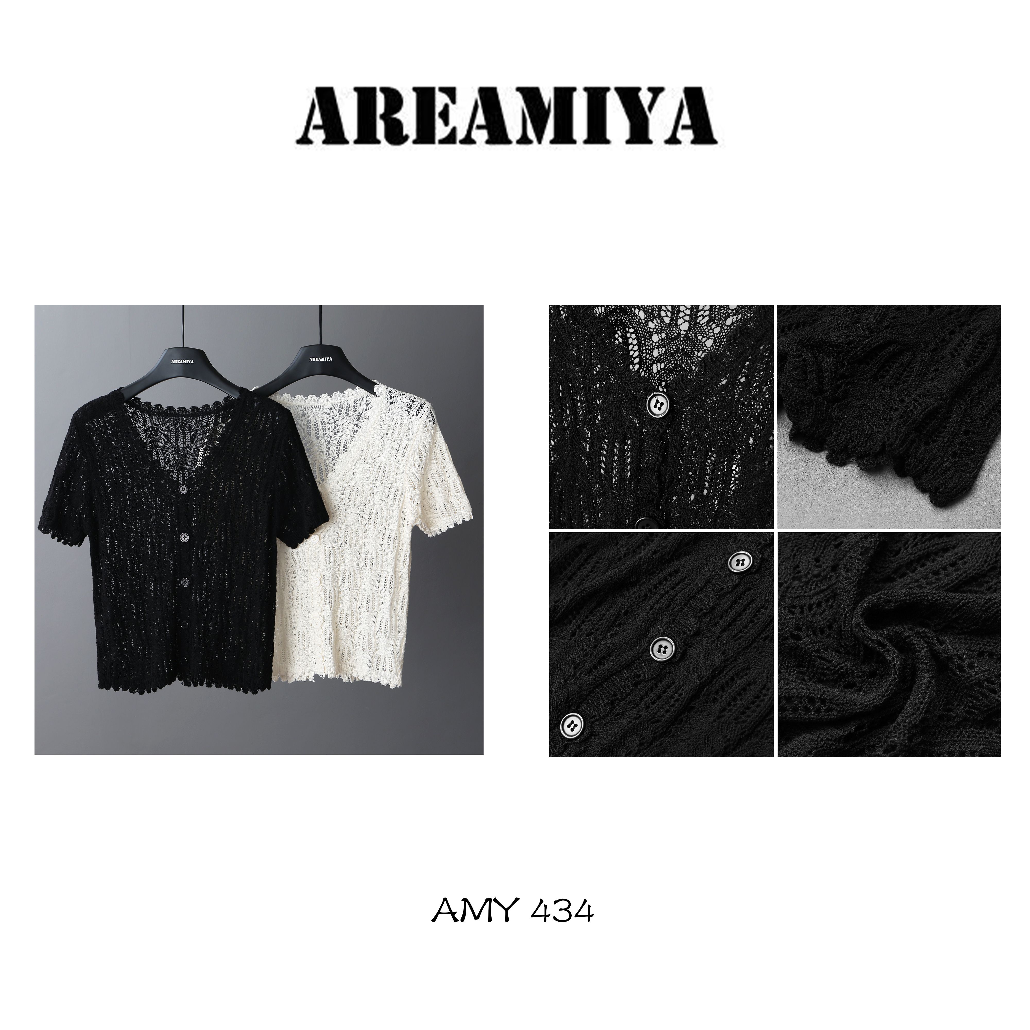 【鑫燃KiKi】精致满分镂空针织气质V领上衣 amy434