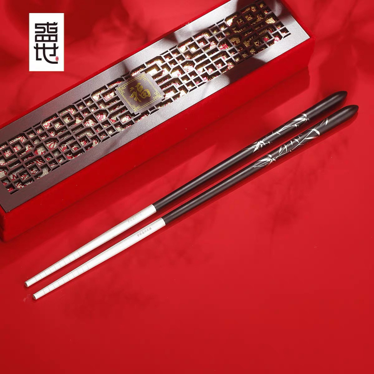 足银木质银制品 梦祥盛世非遗手工木镶银筷子空心高端国潮礼物