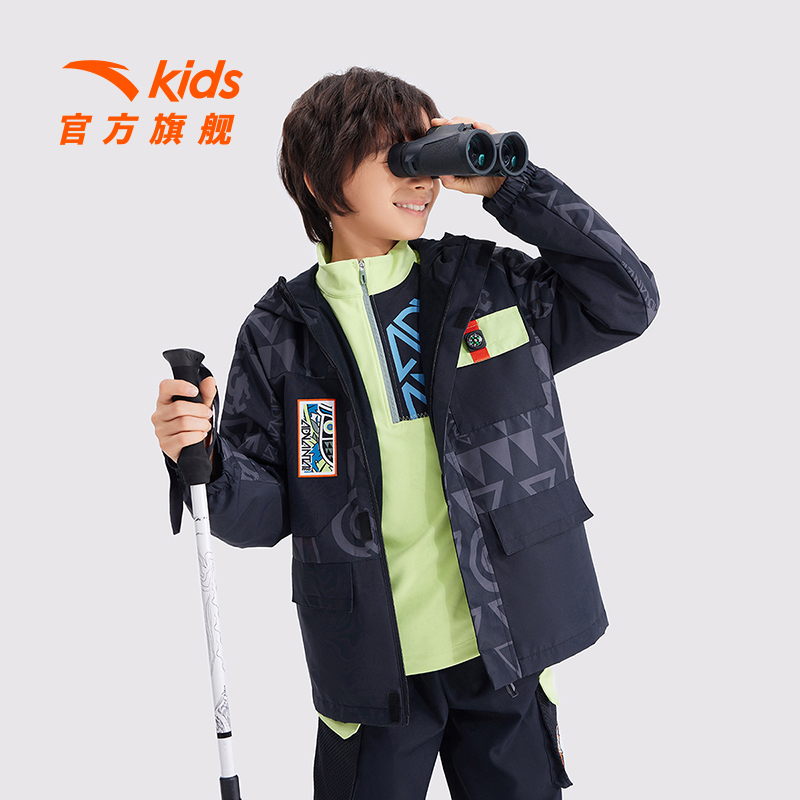 安踏儿童户外运动外套梭织上衣防风连帽运动衣官方旗舰352316642