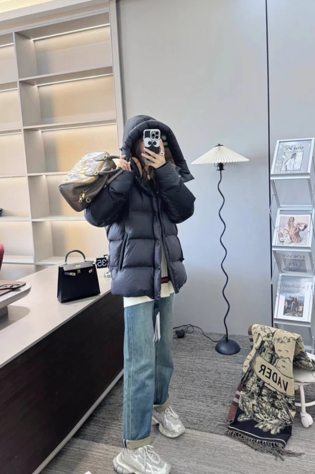 【L】2024新款冬季时尚百搭可拆卸袖帽连帽水变绒服 W5007