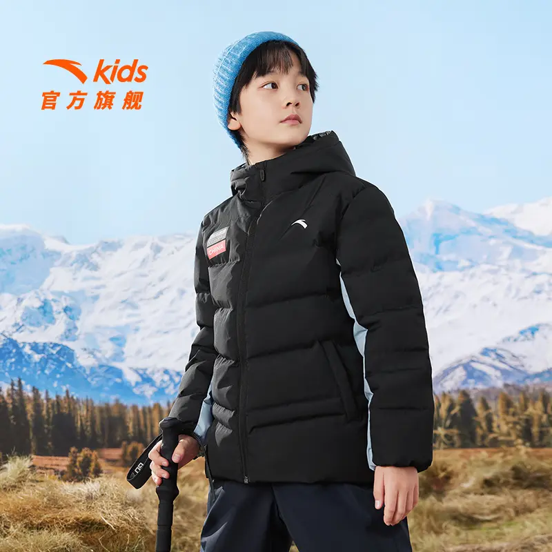 安踏儿童男大童羽绒服2024冬保暖青少年户外防水羽绒服352446912