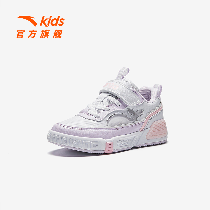 安踏儿童|秋冬新款鲸鱼撞色板鞋女小童时尚运动魔术贴板鞋