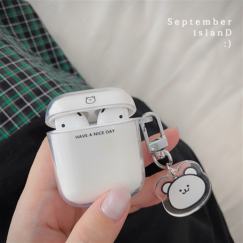 简约小熊airpodspro2耳机保护套12345代无线蓝牙耳机壳透明软胶壳