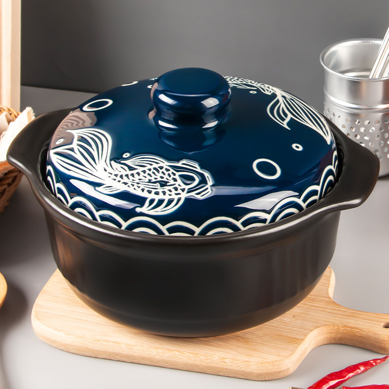 国风浮雕耐热陶瓷砂锅大容量煲仔饭炖菜家用明火砂锅煤气专用砂锅