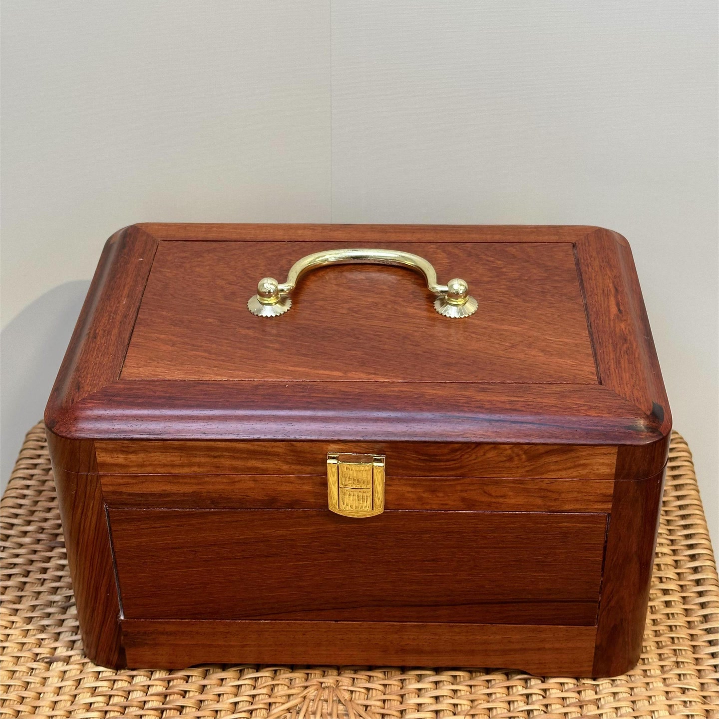 缅花首饰盒复古中式扣子款中国风耳饰家用无锁珠宝箱26*16*16cm