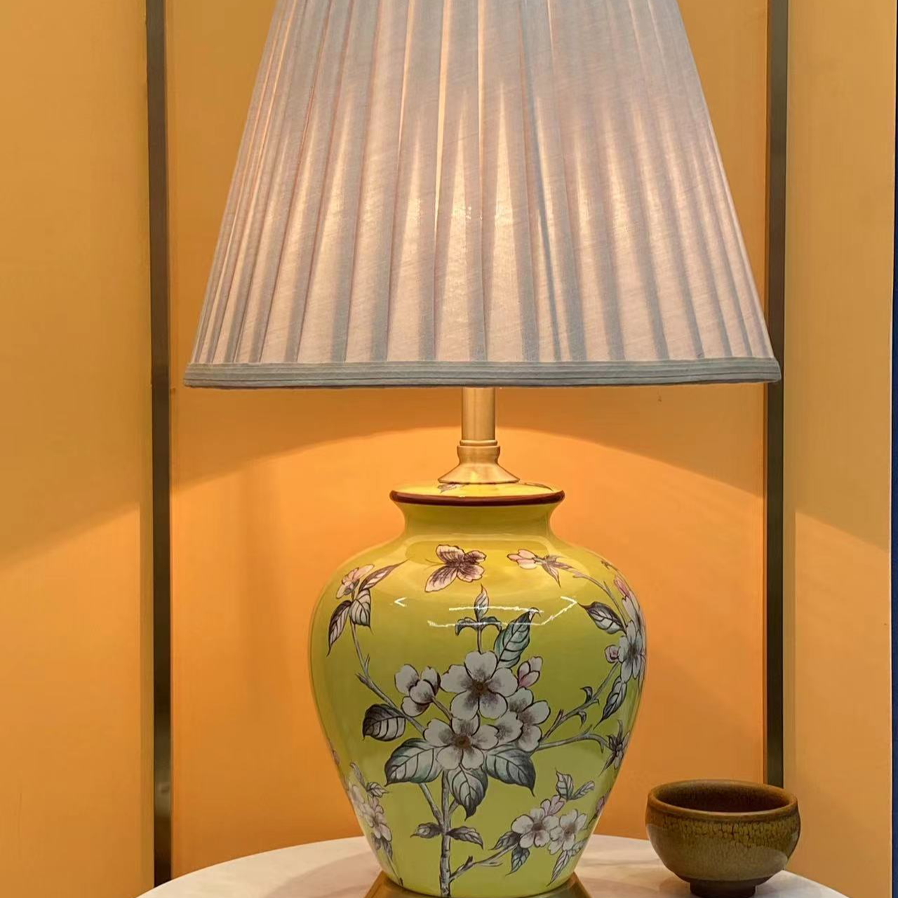 美式陶瓷台灯卧室床头灯客厅书房欧式陶瓷灯中式角几边柜灯具轻奢