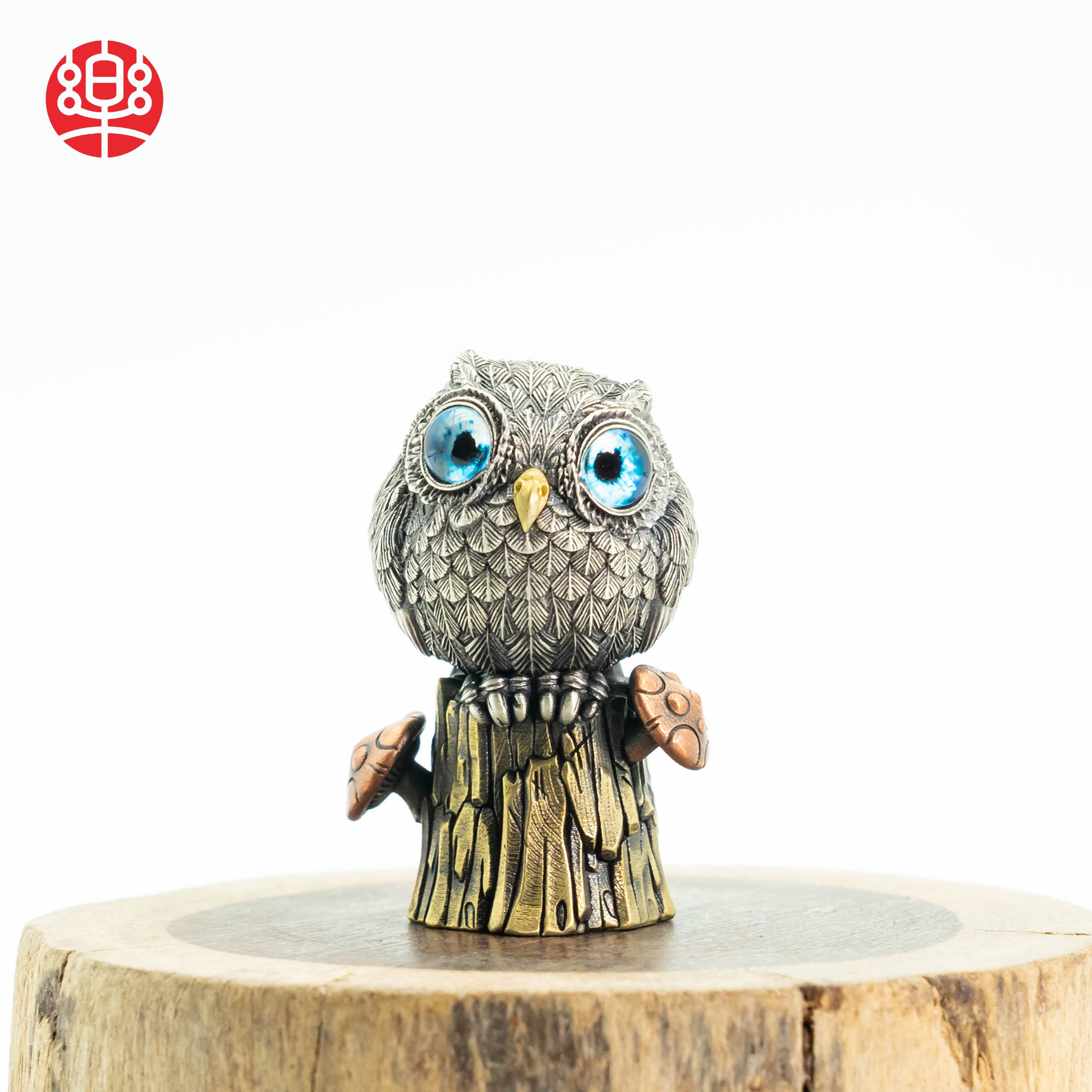樂阳|原创猫头鹰白铜定制印章小摆件CNC精密定制印章