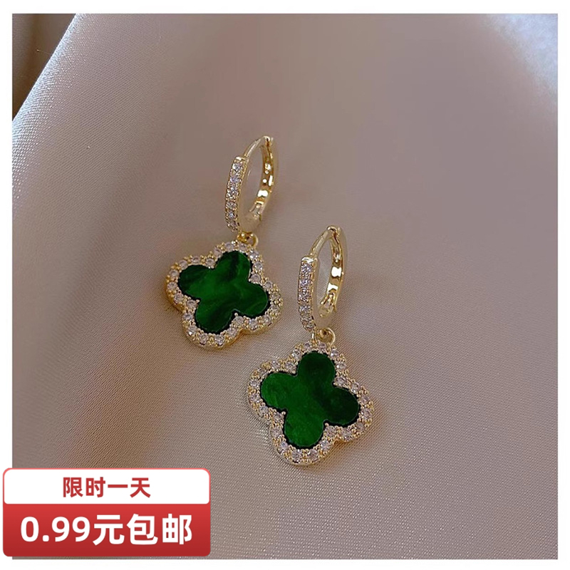 铜合金耳饰 S925银针四叶草耳扣轻奢高级感耳环新潮耳钉气质百搭