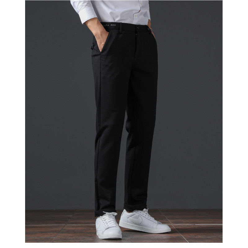 男秋冬季厚款商务中年弹力直筒热熔岩休闲西裤男时尚百搭加厚长裤