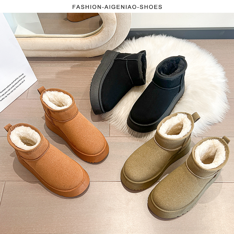 【谷梦严选】雪地靴女2023新款百搭防水厚底棉鞋加绒加厚保暖中筒靴