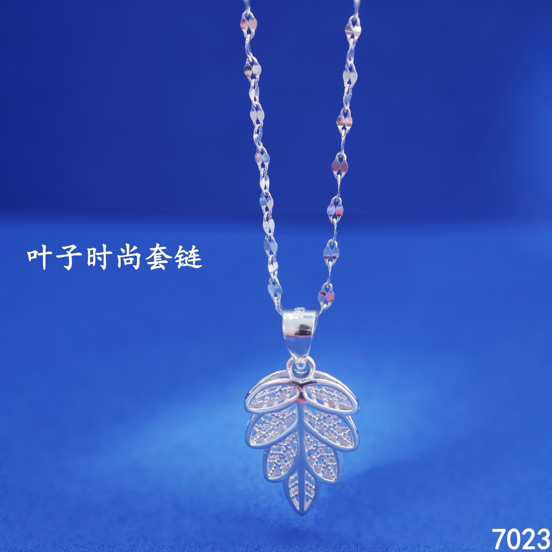 坠链均足银 苗乐足银叶子套链时尚小众轻奢百搭简约女生项链