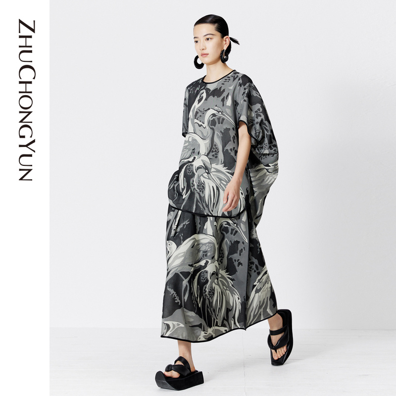 【池上夜境】ZHUCHONGYUN2023夏款优雅艺术感提花半裙C1DE23952