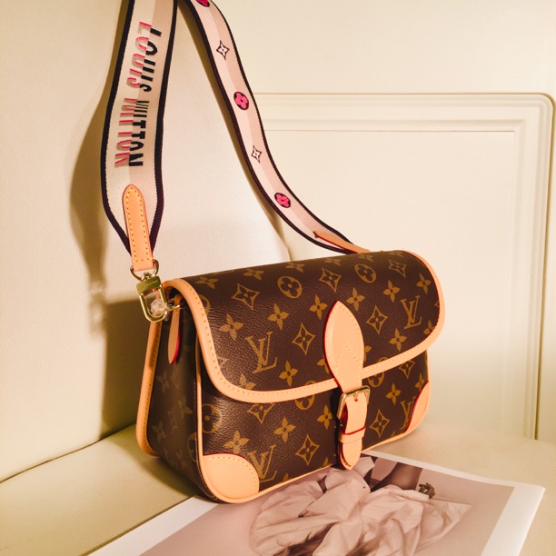全新未使用 LouisVuitton/路易威登 黑法棍Diane单肩包 带盒带票 