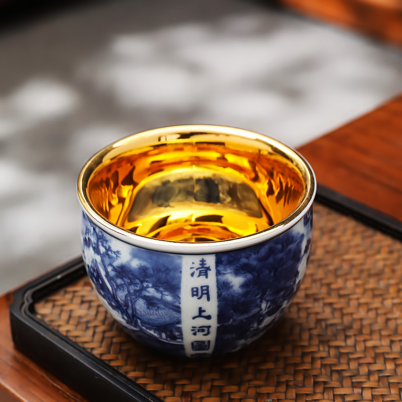 【清明上河图】清花鎏金杯 高端主人杯 高端茶器茶具 无礼盒