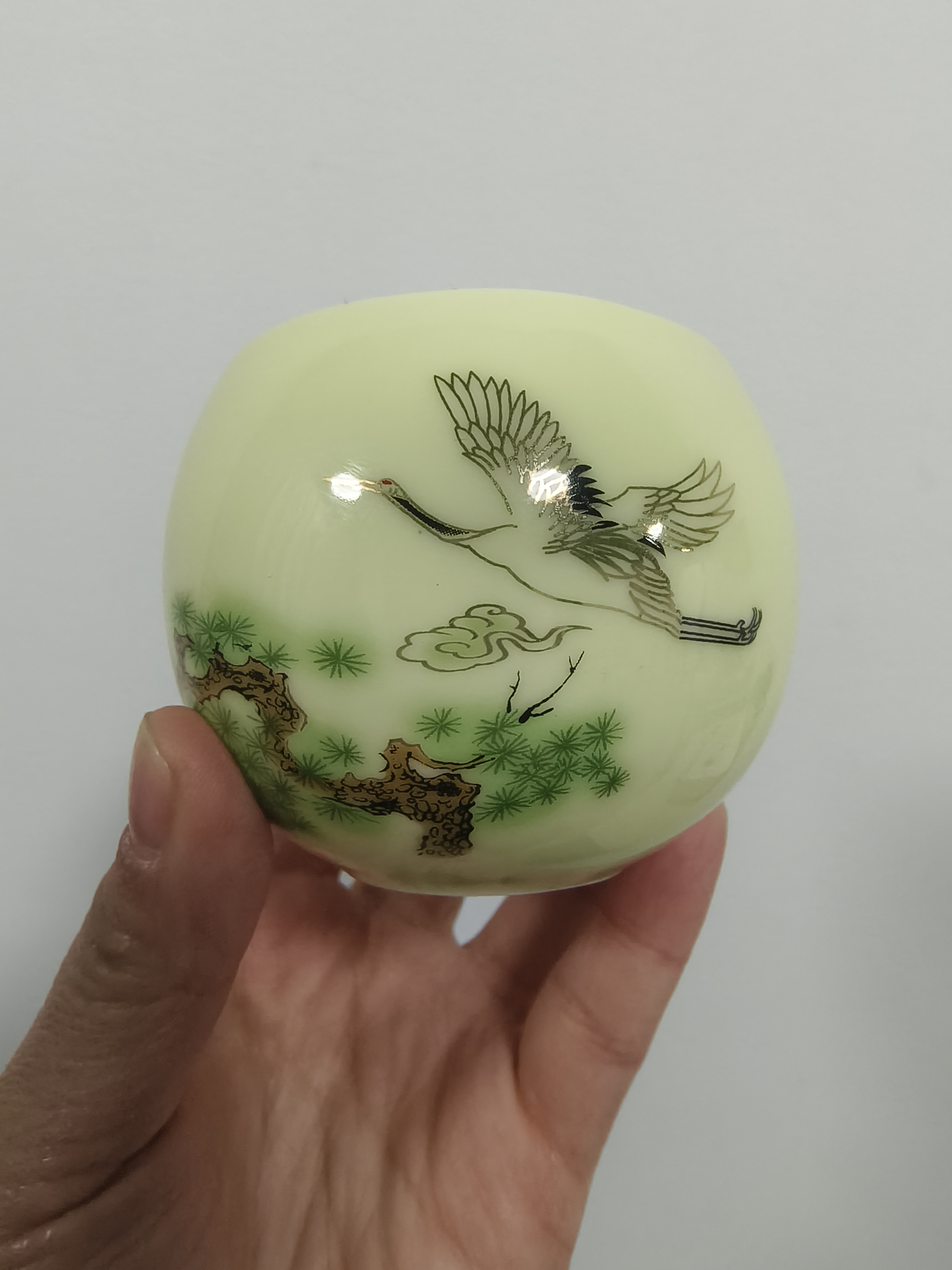 【松鹤长春黄色龙蛋杯】茶杯手工陶瓷手绘主人杯描金白瓷无礼盒