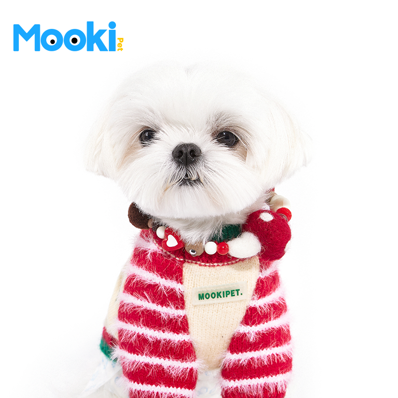 mookipet宠物狗狗猫咪圣诞节项链比熊马尔济斯小型犬饰品彩色项链