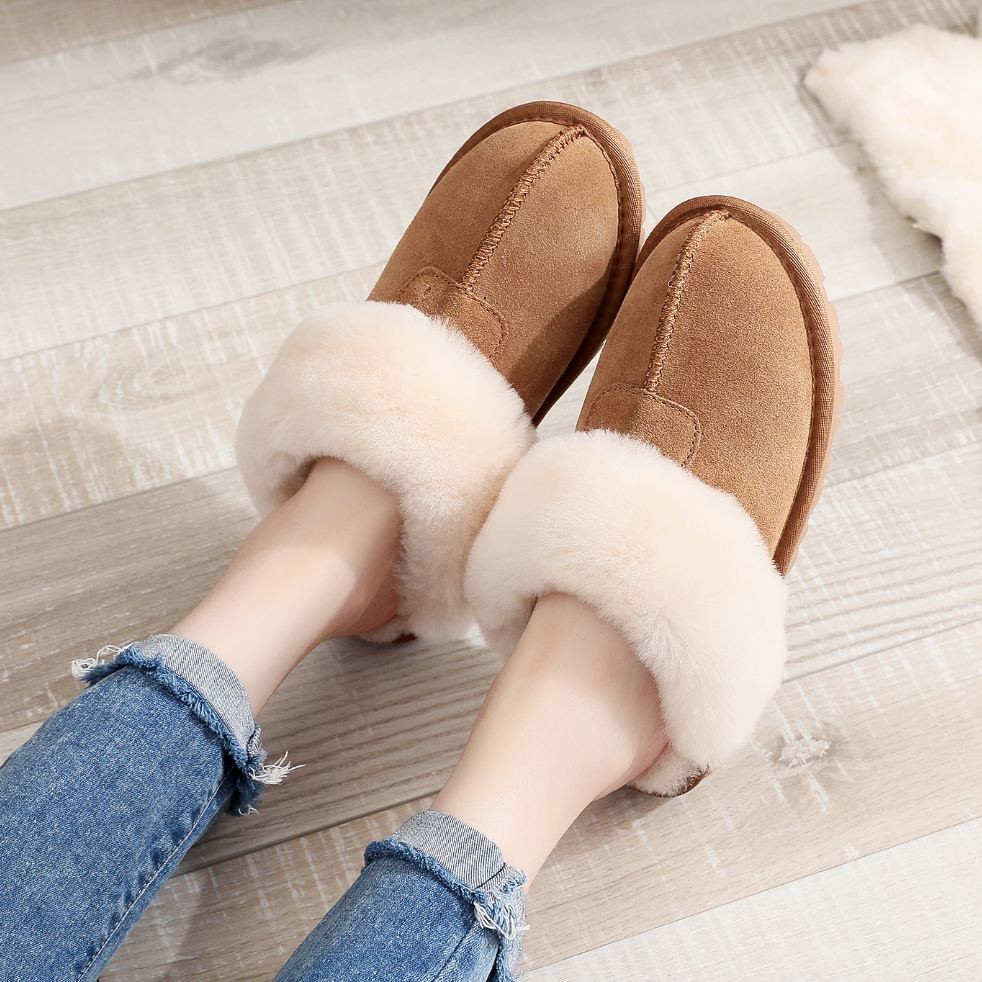 千颂伊同款羊毛拖鞋加厚真皮牛筋底防滑皮毛一体居家女拖鞋毛毛鞋