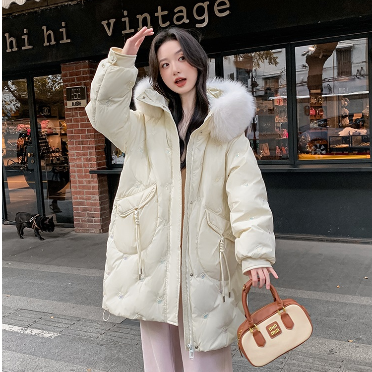 【羽冠】大码女装胖mm200斤宽松中长款大码羽绒服2440