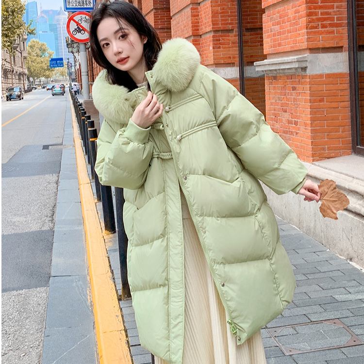 【羽冠】冬季新款大码女装胖mm200斤宽松保暖中长款大码羽绒服2442