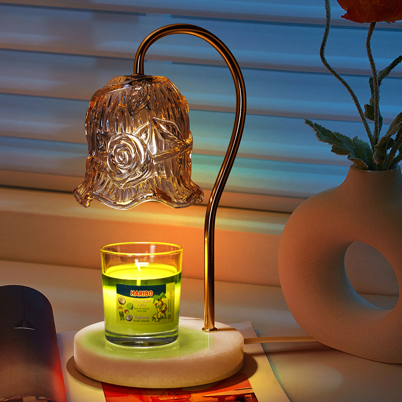 大理石定时调光铃兰灯套装香薰融蜡灯香薰蜡烛卧室客厅氛围夜灯