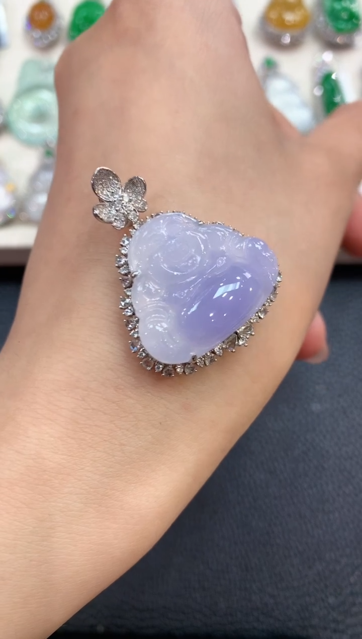 【闪购商品】翡翠吊坠(不含链)18K金镶嵌C74紫货有色差