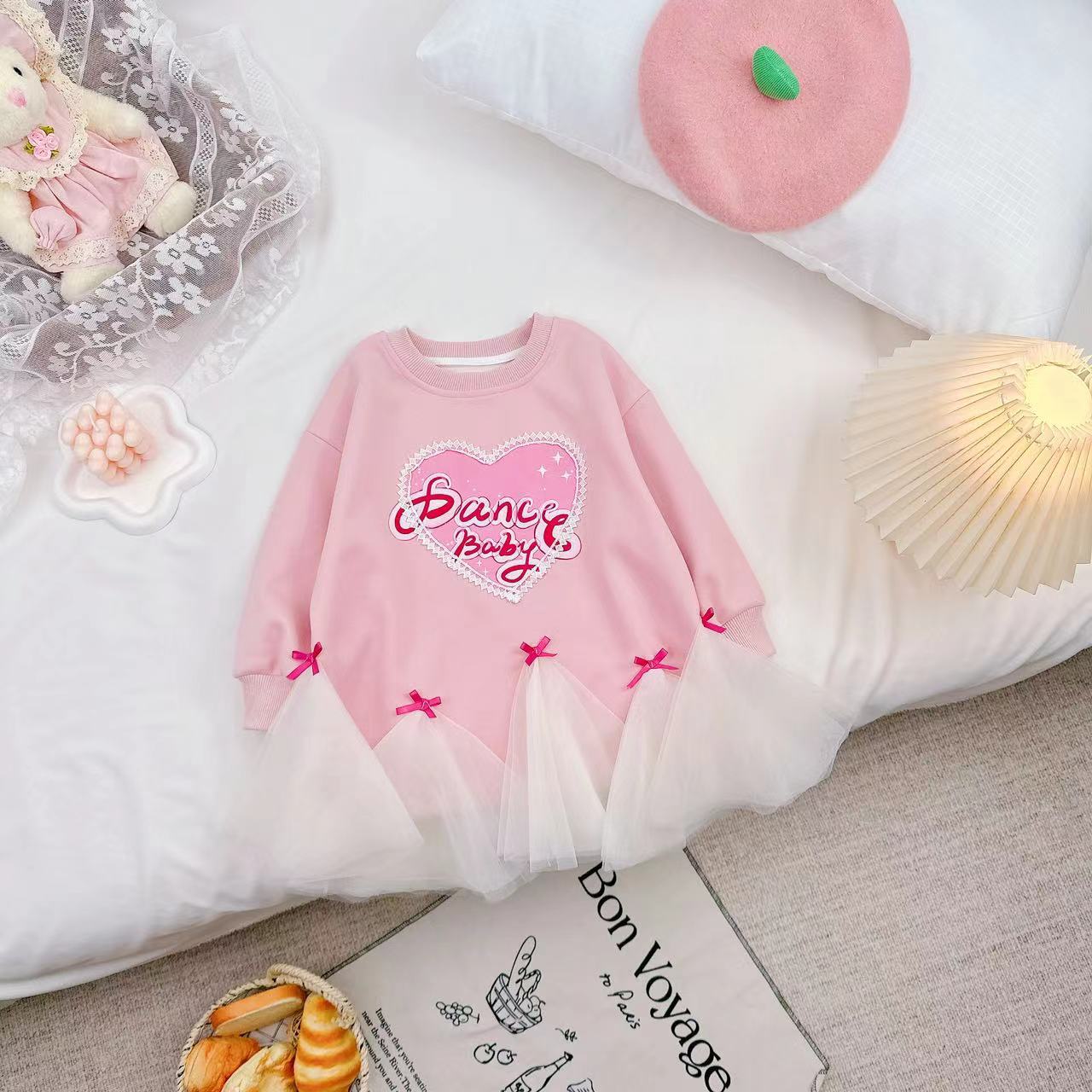 2024春秋新品时尚百搭爱心网纱女童卫衣 D-Z85