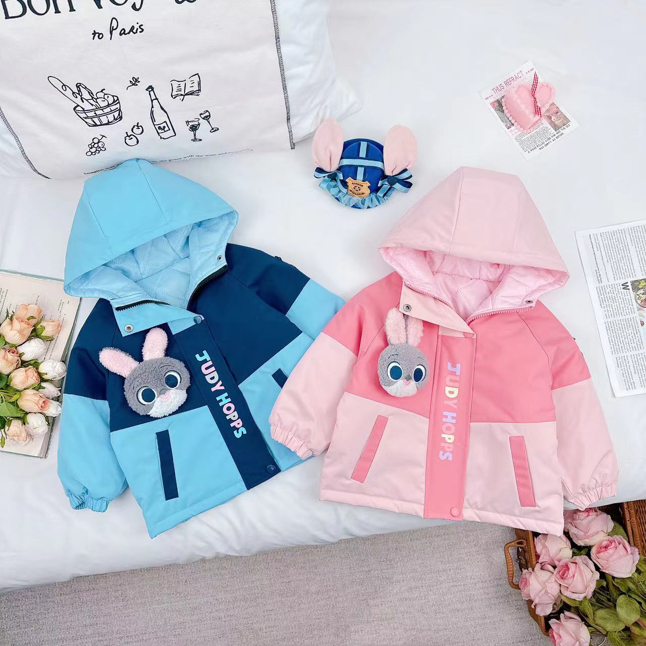 2024冬款可爱时尚休闲女童卡通兔子棉服外套 D-X07